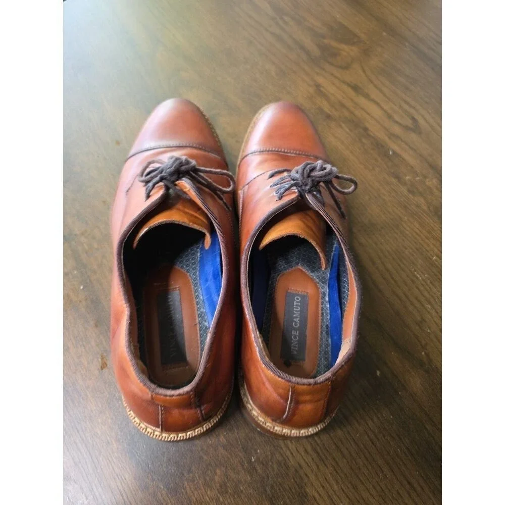 Vince Camuto Lamson‎ Cap Toe Oxford Men's Brown Leather Size 11.5 Wide NICE